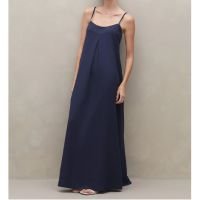 Vestido Longo de Alça com Prega