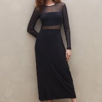 Vestido Midi Manga Longa de Tule