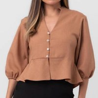 Blusa Peplum Torontto Marrom Pequiá - Colorido