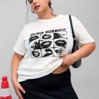 Camiseta em Algodão com Estampa Olivia Rodrigo Curve & Plus Size Branco