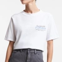 Camiseta Alongada em Algodão e com Lettering The Season Branco