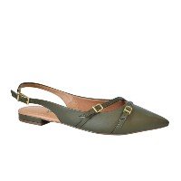 Sapatilha Godiva Slingback Fivelas Feminina Verde Oliva Verde