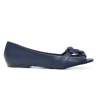 Sapatilha Leruchel Peeptoe Flor Feminino Marinho - Marinho