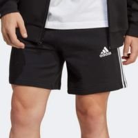 Short Moletinho Adidas Essentials 3 Listras Masculino - Preto