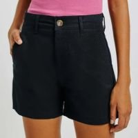 Shorts Preto Hering Básico Chino Cintura Média Em Sarja