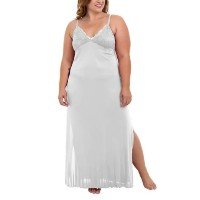 Camisola Longa Com Renda Branco Liganete Sepie 1010-PL Plus Size - Branco