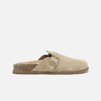 Clog Sabot Nude Camurça Rasteira Fivela