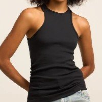 Blusa Regata em Ribana com Drapeado Lateral Preto