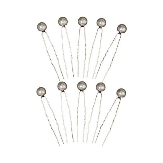 Grampos de Cabelo em Forma de U com Pérolas - 10 Peças - Acessórios para Ca