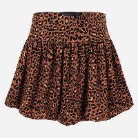 Saia Balonê em Viscolinho com Estampa Animal Print Marrom