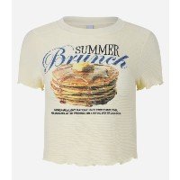 Blusa Baby Look Texturizada com Estampa Summer Brunch Amarelo