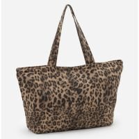 Bolsa Shopper Grande com Zíper e Estampa Animal Print