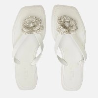 Chinelo de Dedo Branco Recouro Square Flor Strass