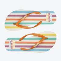 Chinelo De Dedo Branco E Multicolor Anacapri Listras