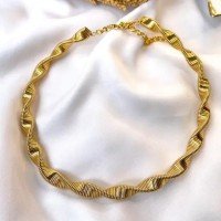 Colar Choker Torcido Mola Elos Andulado Folheado Ouro 18k Dourado Prata Ten