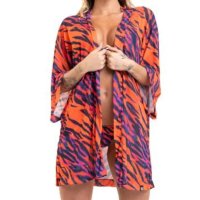 Saida Praia Kimono Labellamafia estampado ref 27218 - Laranja