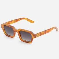 Óculos de Sol Quadrado com Hastes Tie Dye e Lentes Degradê Laranja