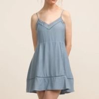 Vestido Curto em Viscose com Detalhe no Busto Azul