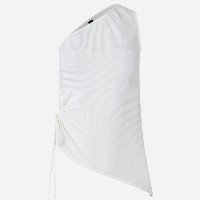 Blusa Ombro Só com Vazado Franzido com Amarração Off White