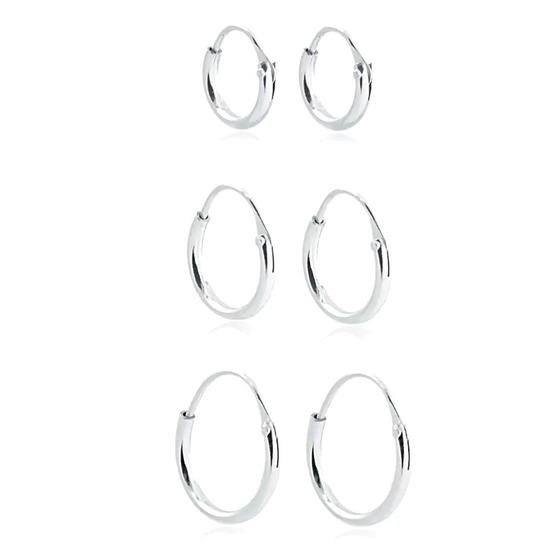 Kit Trio Argolas Redondas Prata Lei 925 - Lojas La+Ny
