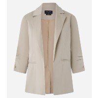 Blazer Regular em Alfaiataria com Pregas Bege