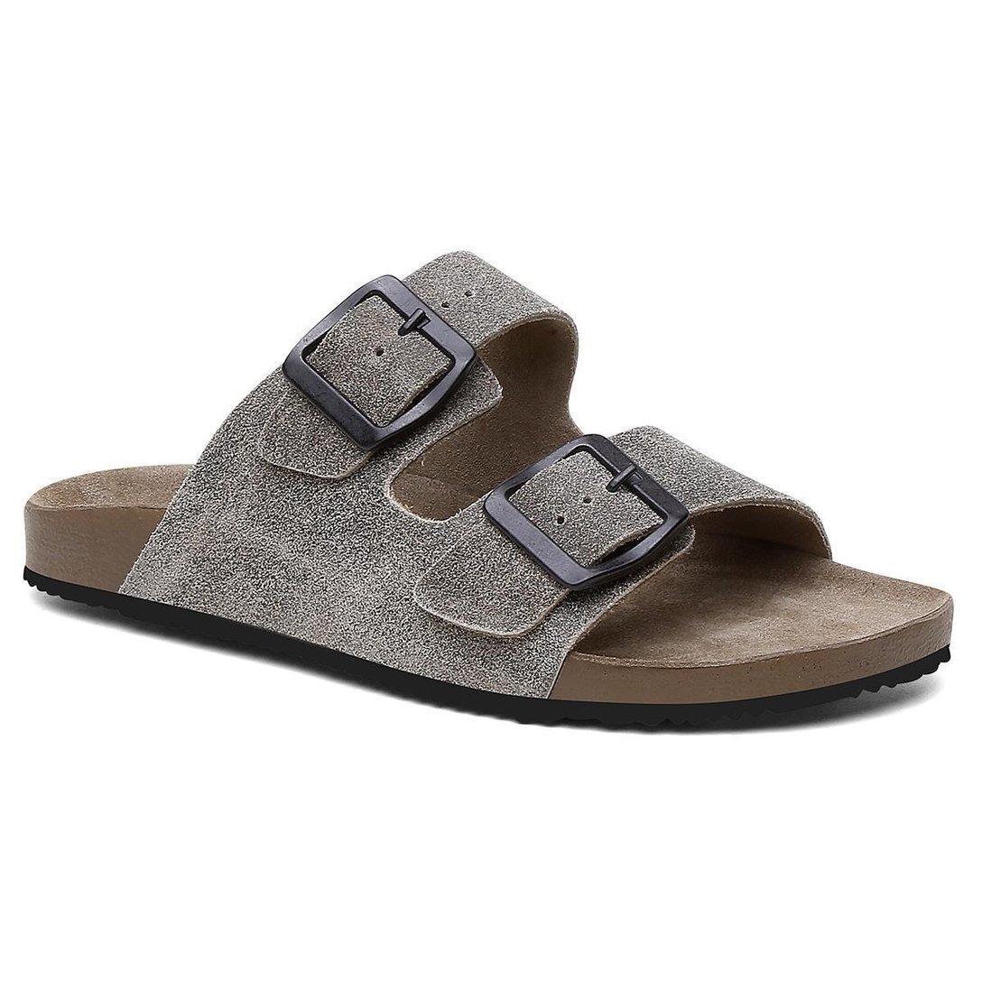 Sandália Papete Unissex Chinelo em Couro Camurça do 34 ao 44 - Cinza