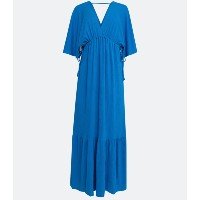 Vestido New Midi em Malha Texturizada com Manga Curta e Amarração Azul