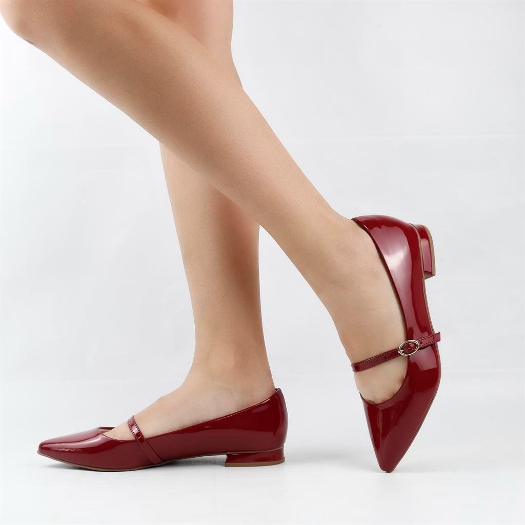 Sapatilha Boneca Verniz Vermelho