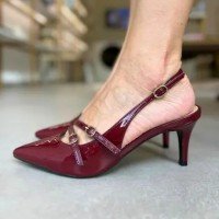Scarpin Verniz Vermelho Slingback Kim - MIRVIE