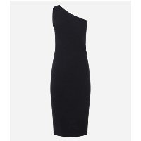 Vestido Midi em Ribana com Ombro Só Preto