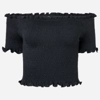 Blusa Texturizada Ombro a Ombro em Lastex Preto