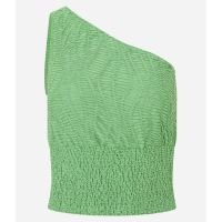 Blusa Texturizada com Ombro Só e Lastex na Cintura Verde