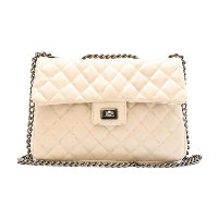 Bolsa Transversal Maria Milão Matelassê Alça Corrente Média Cor Off-White