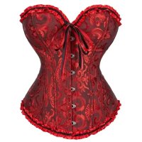Espartilho Overbust Gótico Vintage Feminino com Renda