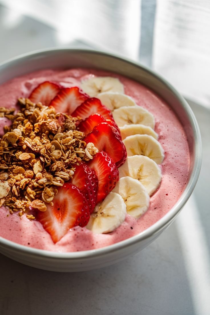 bebidas de verão: smoothie de morango e banana