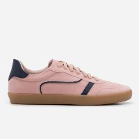 Tênis Cano Baixo com Recortes Contrastantes Rosa