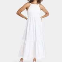 Vestido Longo Farm Maria Lastex Feminino - Off White