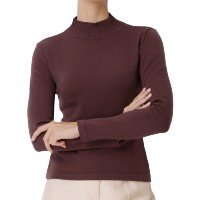 Blusa Feminina Seiki Tricot Gola Alta Marrom - 8304 - Marrom