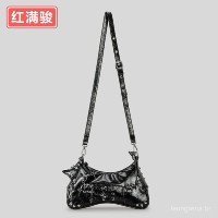 Bolsa de Motocicleta Retro com Tachas para Mulheres, Estilo de Alta Qualida