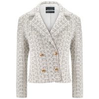 Blazer Curto e Solto Manga Longa Flor de Lis Off/preto