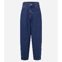 Calça Baggy em Jeans com Lateral Transpassada Azul
