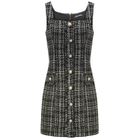 Vestido Solto Manga Curta Flor de Lis Preto