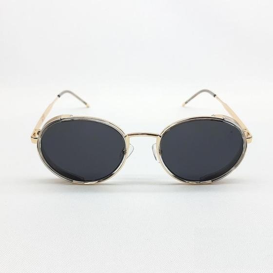 Óculos Solar Feminino Luxo Dourado Com Lente Azul Polarizada e Proteção UV