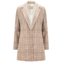 Blazer Alongado de Manga Longa Flor de Lis Bege Fernanda