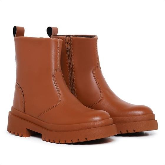 Bota Feminina Coturno Caramelo Sola Tratorada - Rizzicomercio