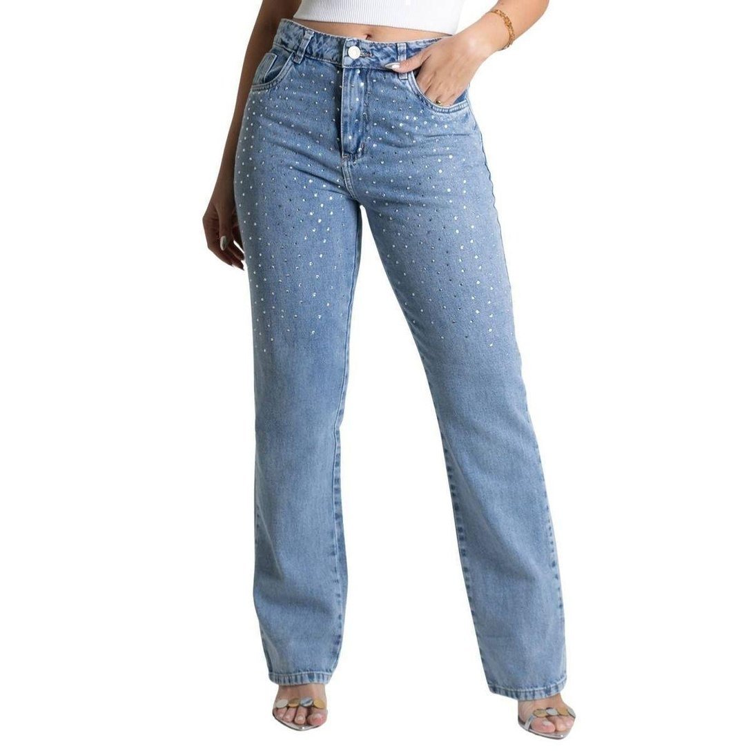 Calça Jeans Sawary Reta Feminina - Azul