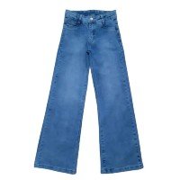 Calça Jeans Feminina Lycra Juvenil Estilo Pantalona Wide Leg (6239) - revie
