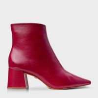 Bota Classic Salto Bloco Couro Vermelho Cereja
