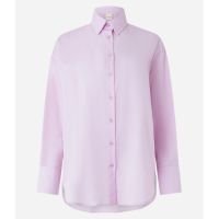 Camisa Oversized Manga Longa em Voal com Punho Largo Rosa Claro