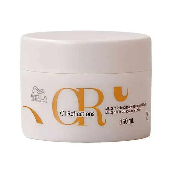 Máscara Wella Oil Reflections de 150 mL, indicada para hidratações e brilho no cabelo cacheado.